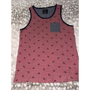 Modern Culture Mens XL Nautical Anchor Print Pocket Tank Top Cotton Blend